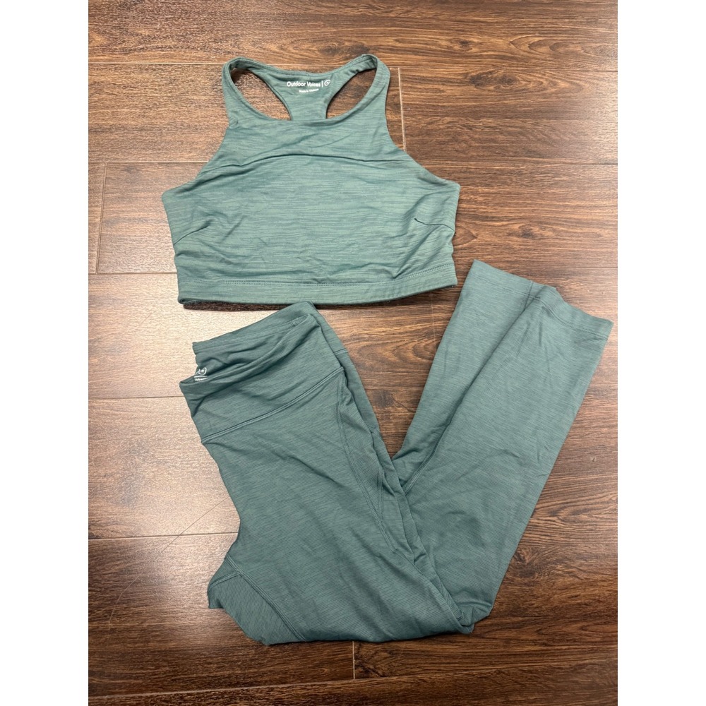 Outdoor Voices Matching Activewear Set - High-Neck‎ Crop Top & Leggings - Size M
